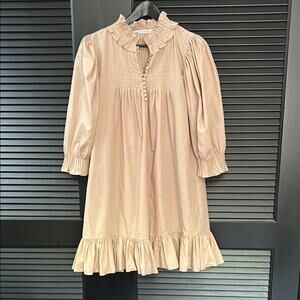 Rodner Figueroa Amazing Coquette Beige-y Pink Ruffle Dress, Size Small